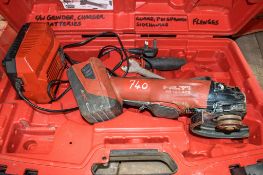Hilti AG125-A22 22v 125mm cordless angle grinder c/w battery, charger & carry case A742959