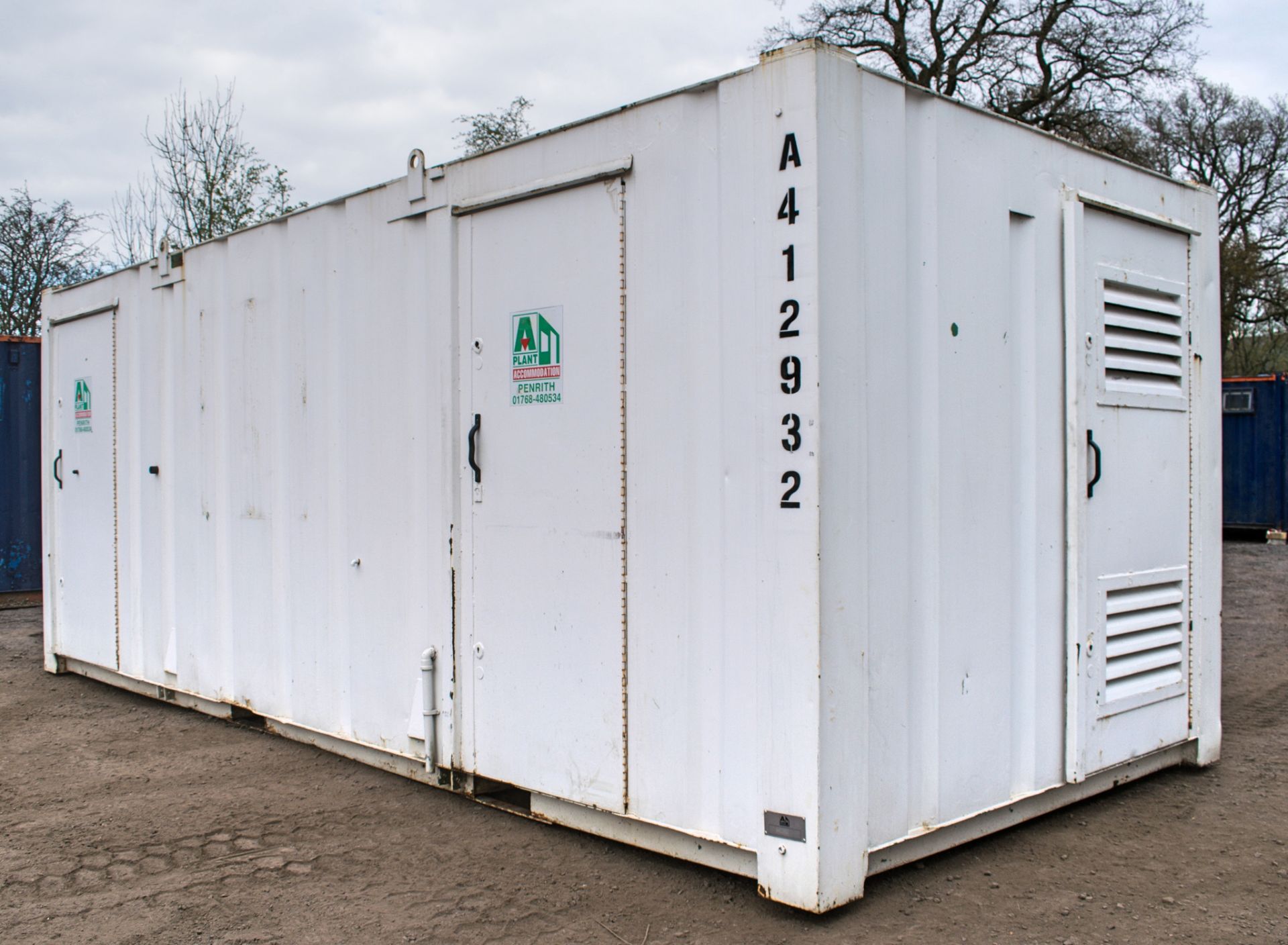 21 ft x 9 ft steel anti vandal welfare unit Comprising of: canteen, toilet & generator room c/w