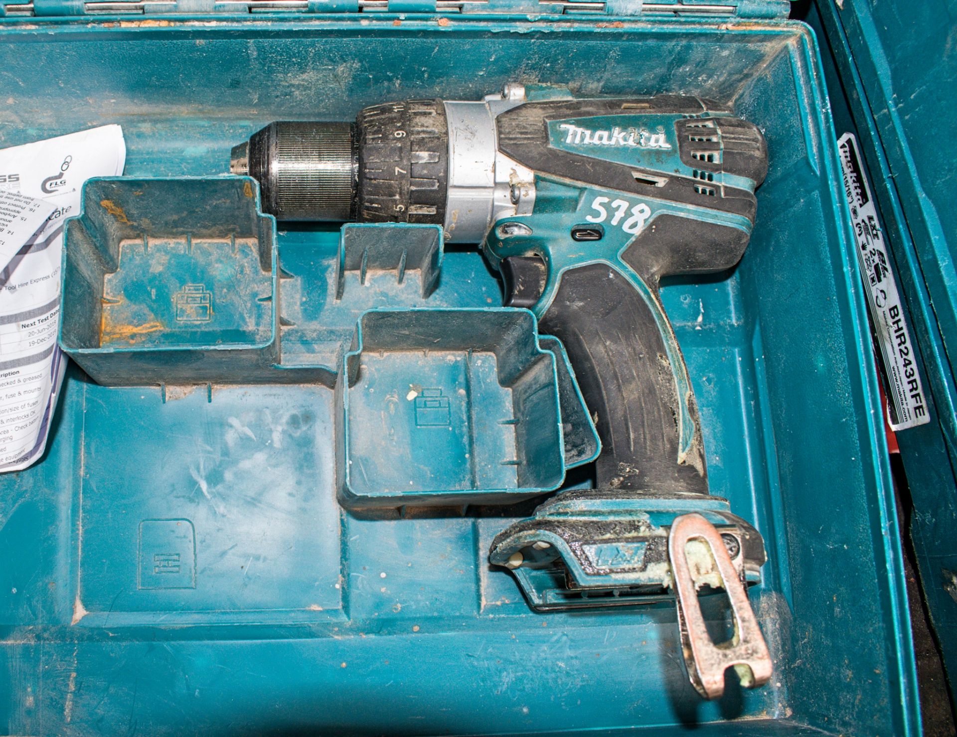 Makita 18v cordless drill c/w carry case ** No charger or battery ** A622979