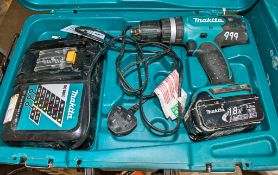 Makita 18v cordless power drill c/w charger & battery & carry case A620189