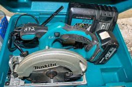 Makita 18v cordless circular saw c/w charger, battery & carry case A632395