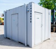 12 ft x 8 ft steel anti vandal 2 + 1 toilet site unit c/w keys A438800