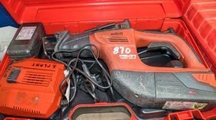 Hilti WSR 36-A 36v cordless reciprocating pipe saw c/w charger, 2 batteries, pipe cutting attachment