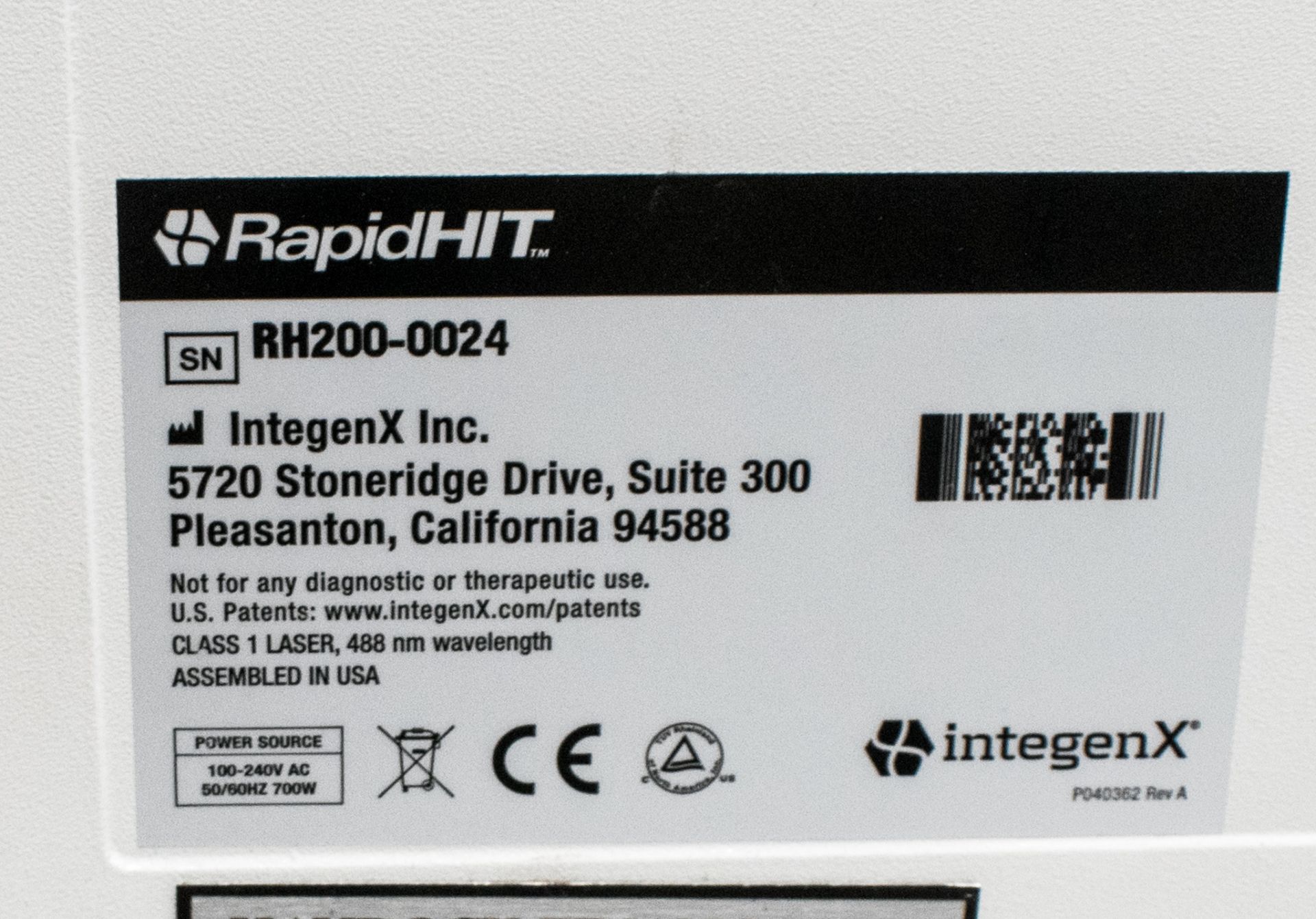 Integenx Rapid HIT 200 Human DNA identification system S/N: - Image 5 of 5