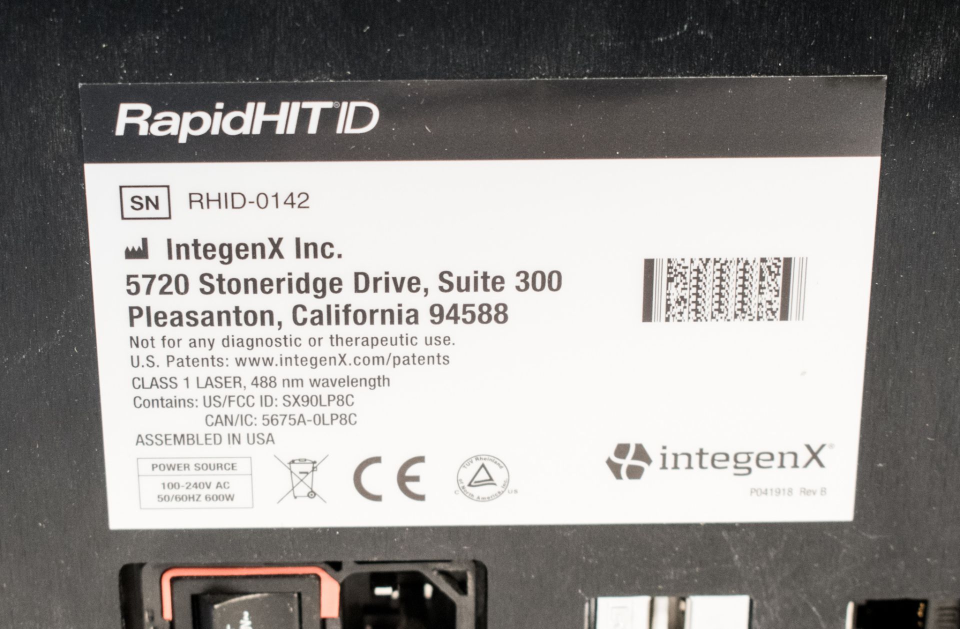 Integenx Rapid HIT ID Human DNA identification system S/N: RHID 0142 - Image 5 of 5