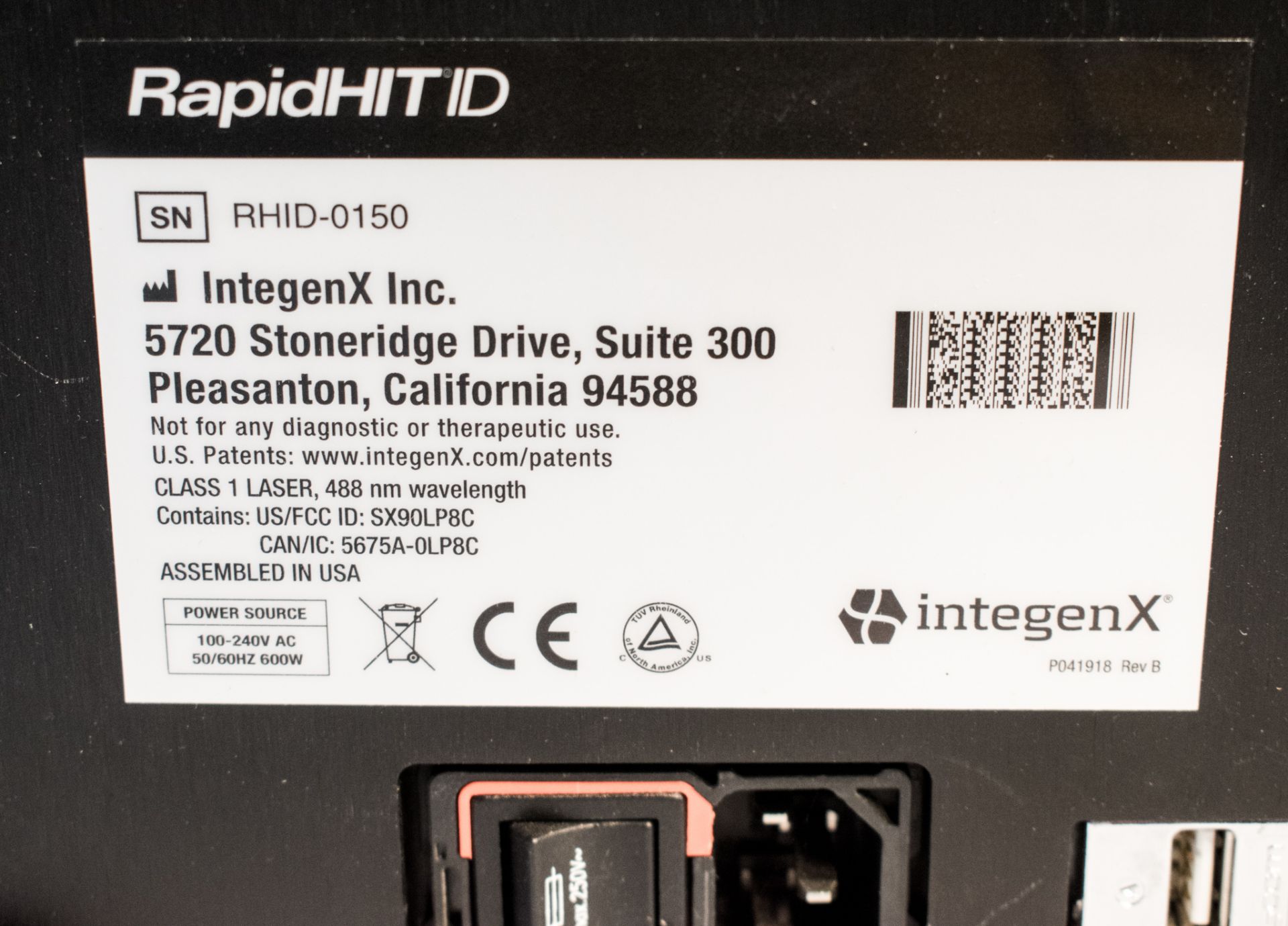 Integenx Rapid HIT ID Human DNA identification system S/N: RHID 0150 - Image 5 of 5