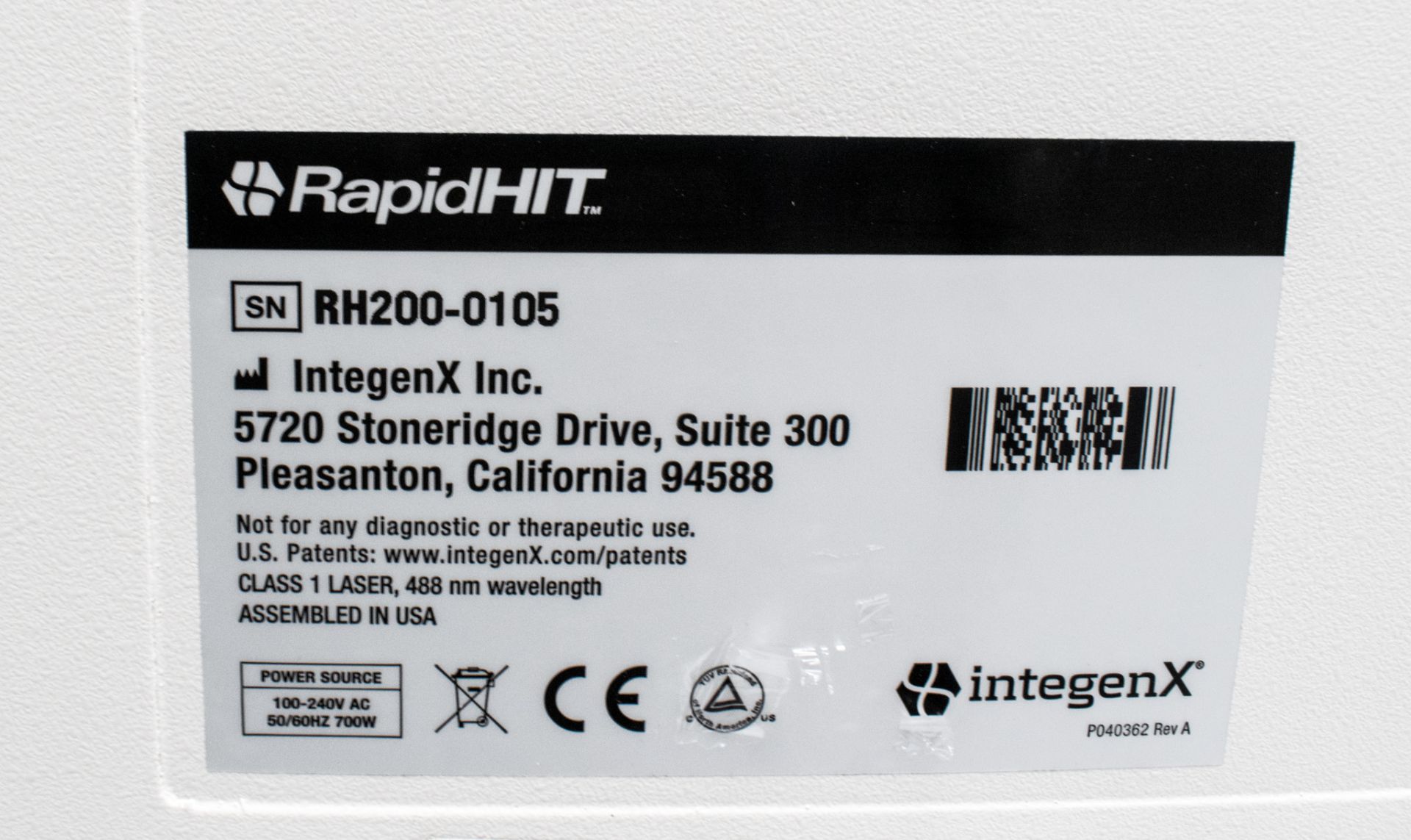 Integenx Rapid HIT 200 Human DNA identification system S/N: RH200 0105 - Image 5 of 5