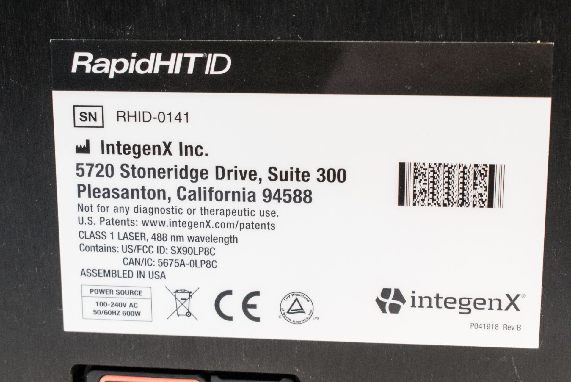 Integenx Rapid HIT ID Human DNA identification system S/N: RHID 0141 - Image 5 of 5