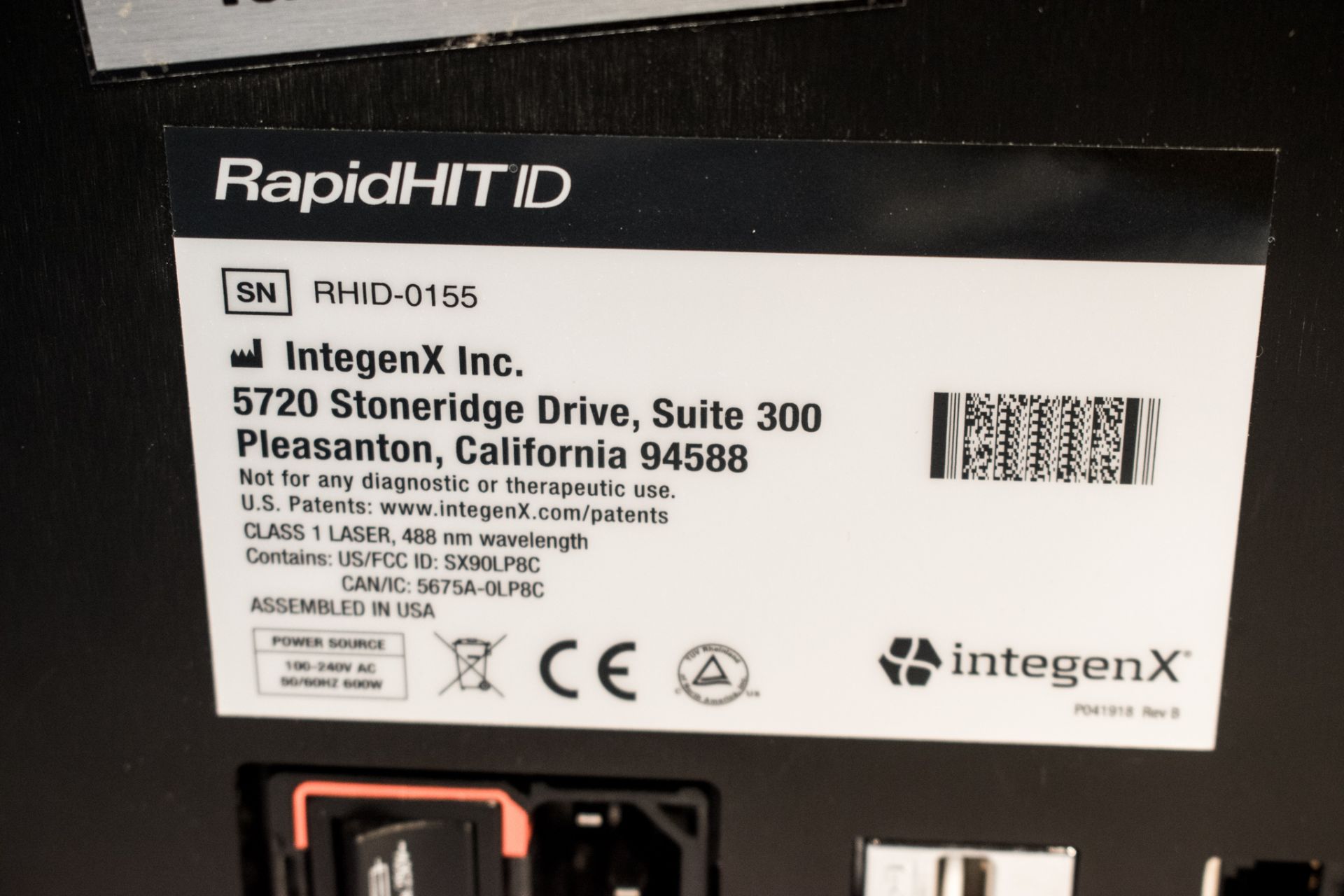 Integenx Rapid HIT ID Human DNA identification system S/N: RHID 0155 - Image 5 of 5