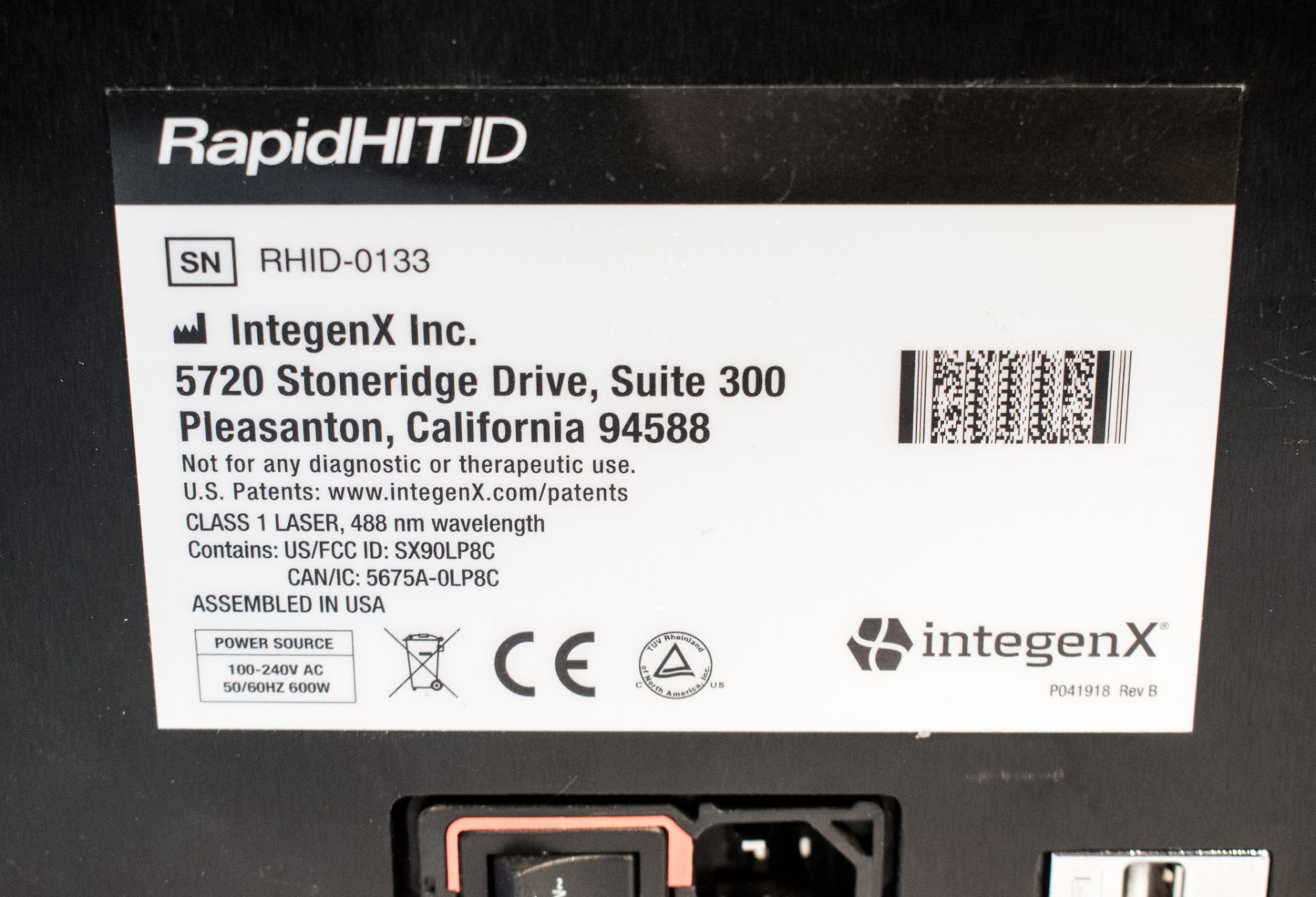 Integenx Rapid HIT ID Human DNA identification system S/N: RHID 0133 - Image 5 of 5