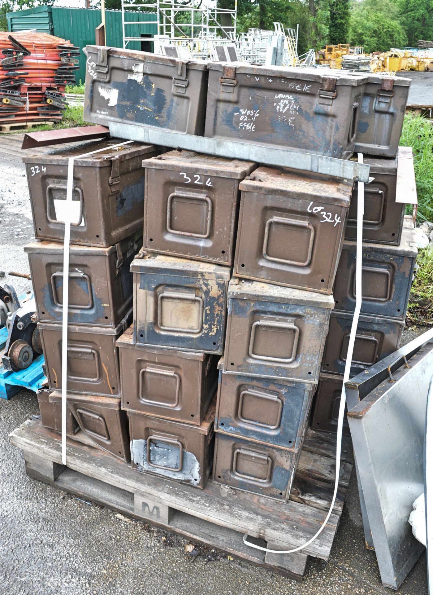 Pallet of approximately 30 ammunition boxes