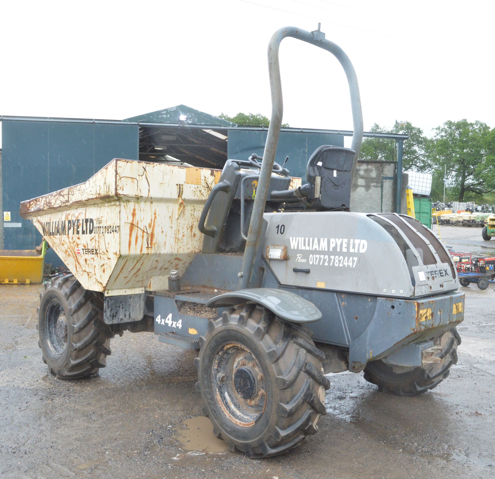 Terex 6 tonne 4 wheel steer straight skip dumper  Year:  S/N:  Rec Hours: - Image 4 of 13