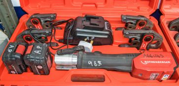 Rothenberger Romax 3000 cordless pipe press kit c/w 4 - jaws, 2 - batteries, charger & carry case