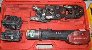 Rothenberger cordless pipe press machine c/w 3 - jaws, 2 - batteries & carry case ** No charger **