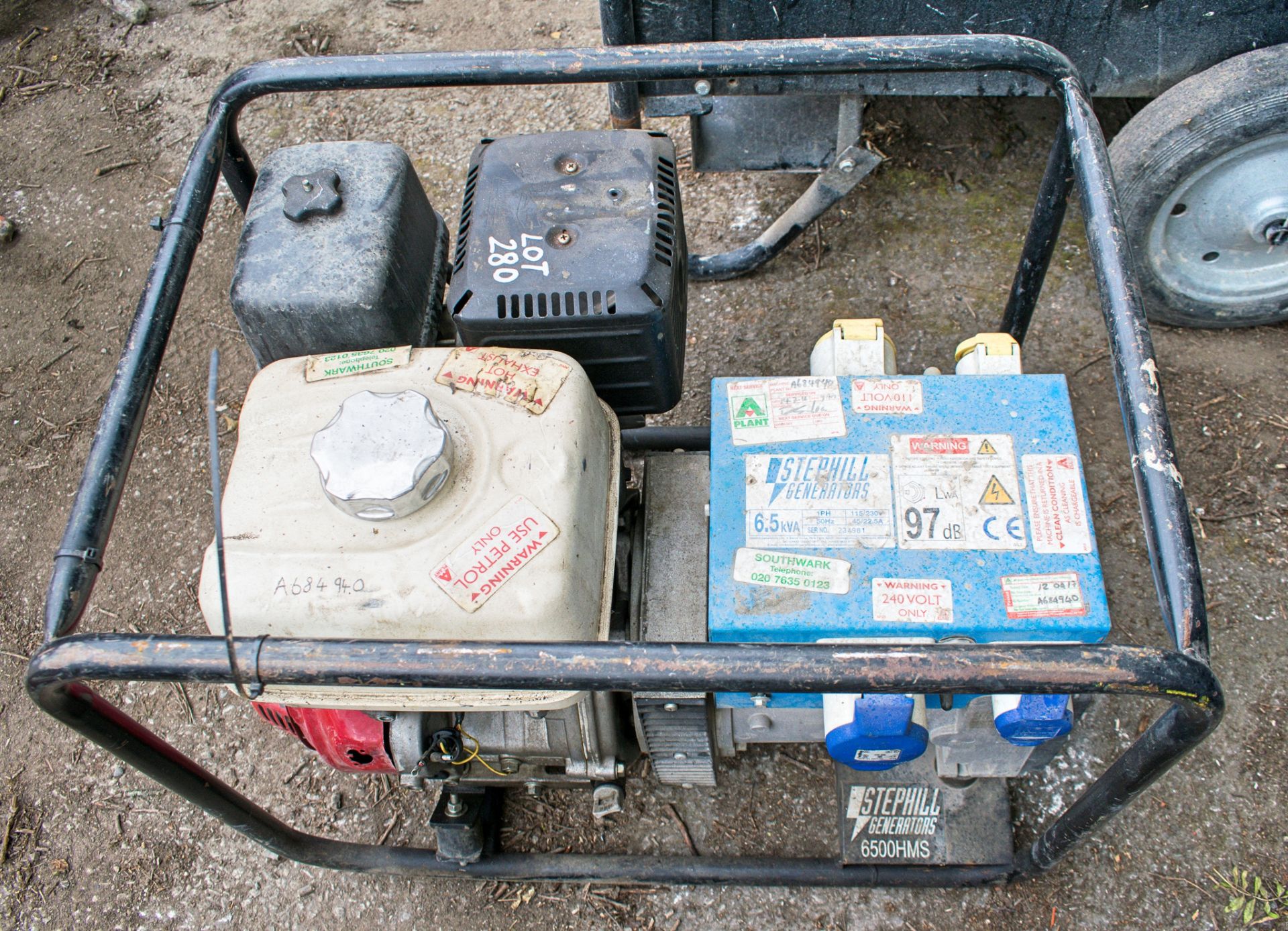 Stephill 6.5 kva petrol driven generator A684940