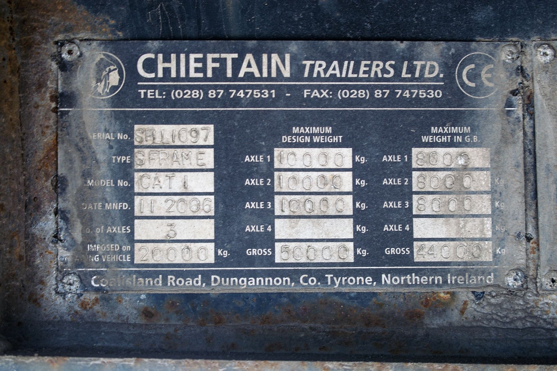Chieftain 44 tonne tri axle low loader step frame trailer Year: 2006 S/N: C269906 MOT Expires: 31/ - Image 17 of 18