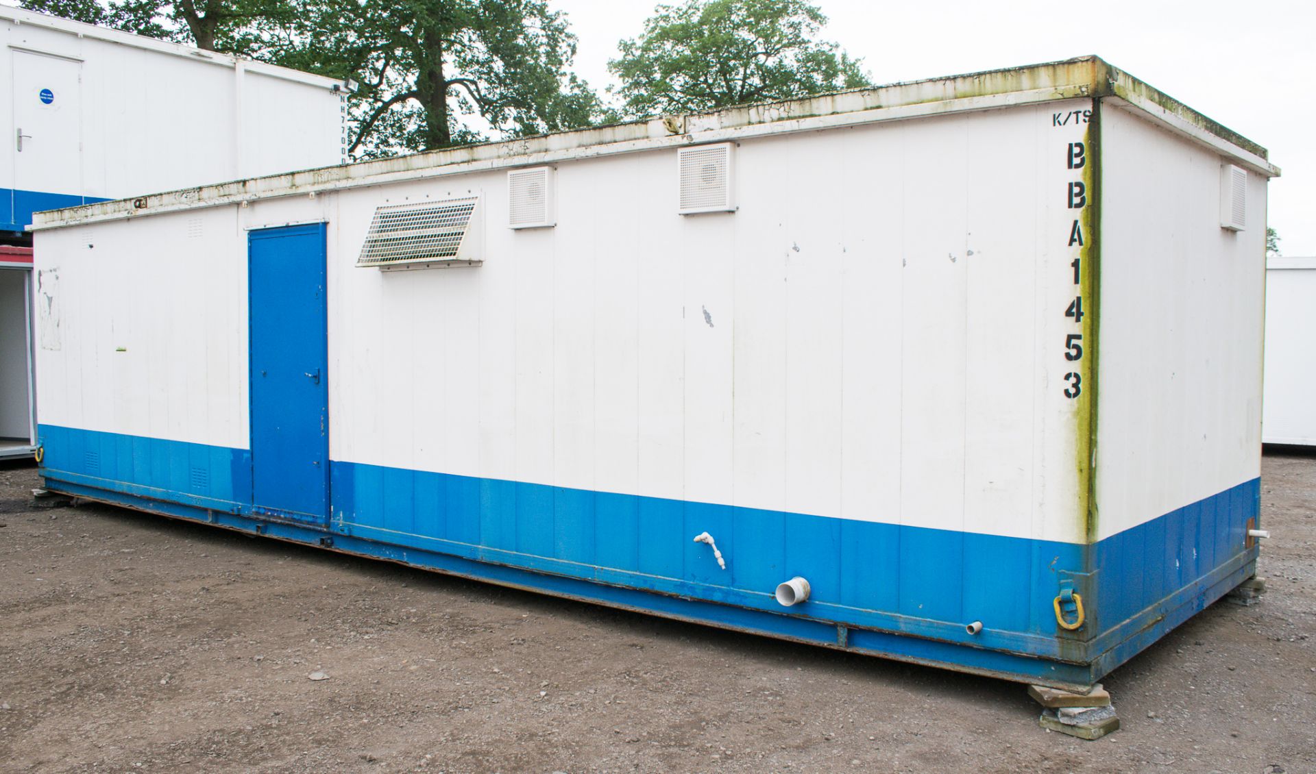 32 foot x 10 foot anti vandal canteen / toilet shower block comprising canteen with sink unit in one