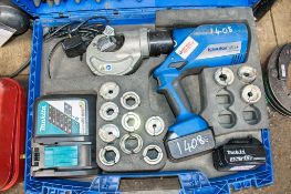 Kluake 18v codless pipe crimp kit c/w charger, 2 batteries, 12 crimp tools, c/w carrycase