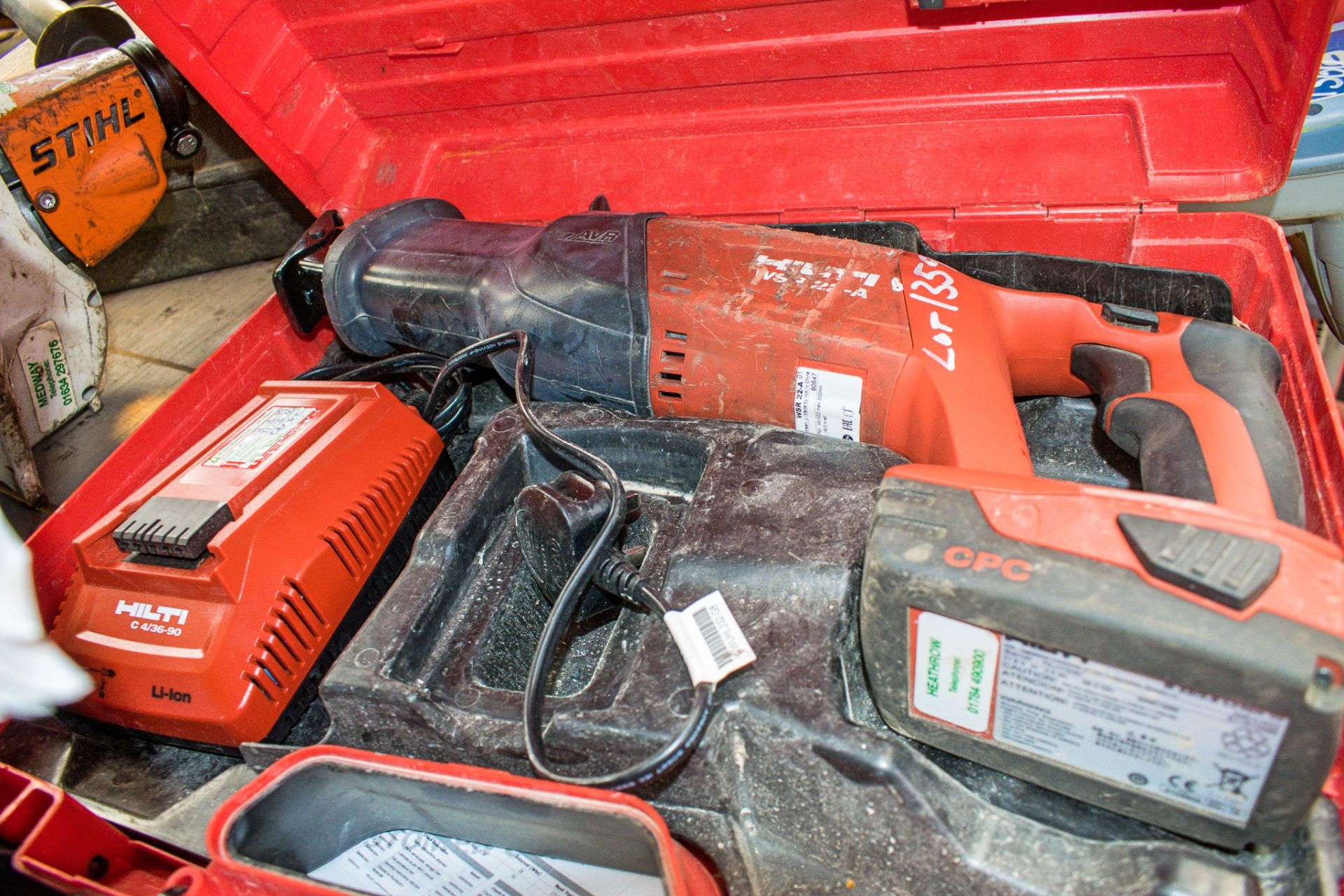 Hilti 22v cordless reciprocating saw c/w charger, battery and carry case A659047