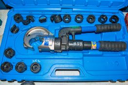 Cembre manual pipe crimping tool c/w 14 bits & carry case A673337
