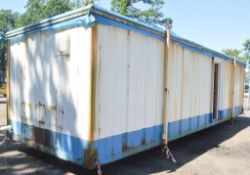 32 ft x 10 ft jack leg steel anti vandal site unit Comprising office and toilets *Doors missing*