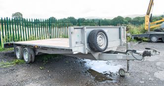 Graham Edwards FB3516 16 ft x 7 ft tandem axle beaver tail trailer c/w steel ramps A672146