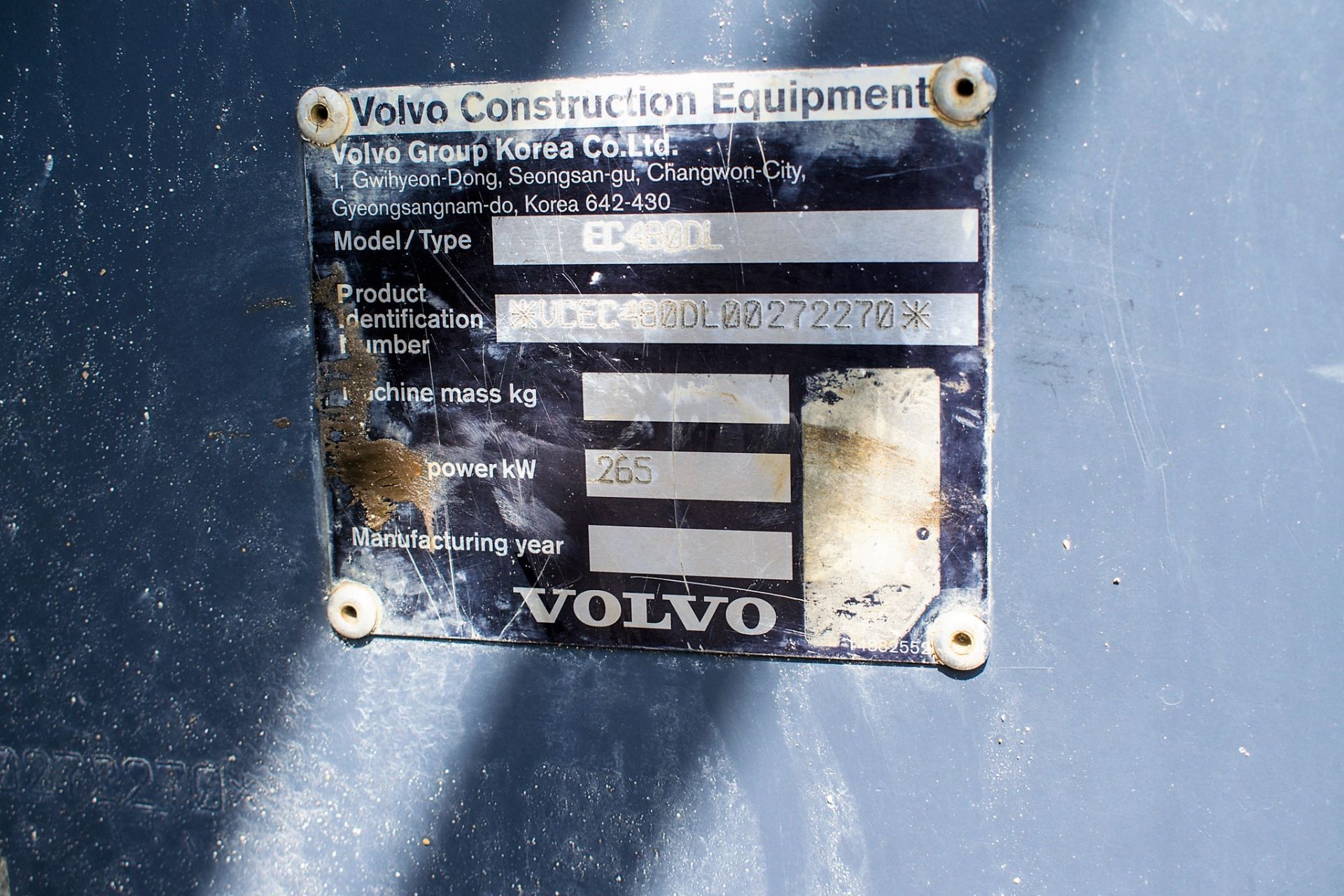 Volvo EC 480 DL 48 tonne steel tracked excavator  Year: 2014 S/N: DE00272529 Recorded hours: 7470 - Image 19 of 19