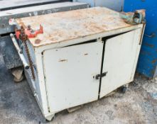 Steel mobile work bench Complete with bench vice and pipe vice