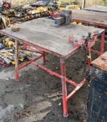 Collapsible steel site bench complete with bench vice and pipe vice