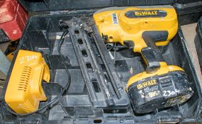 Dewalt 18v cordless nail gun c/w battery, charger & carry case