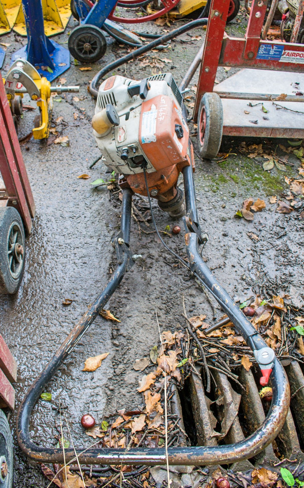 Stihl petrol driven post hole borer