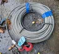 1.6 tonne 30 metre long steel cable/winch rope