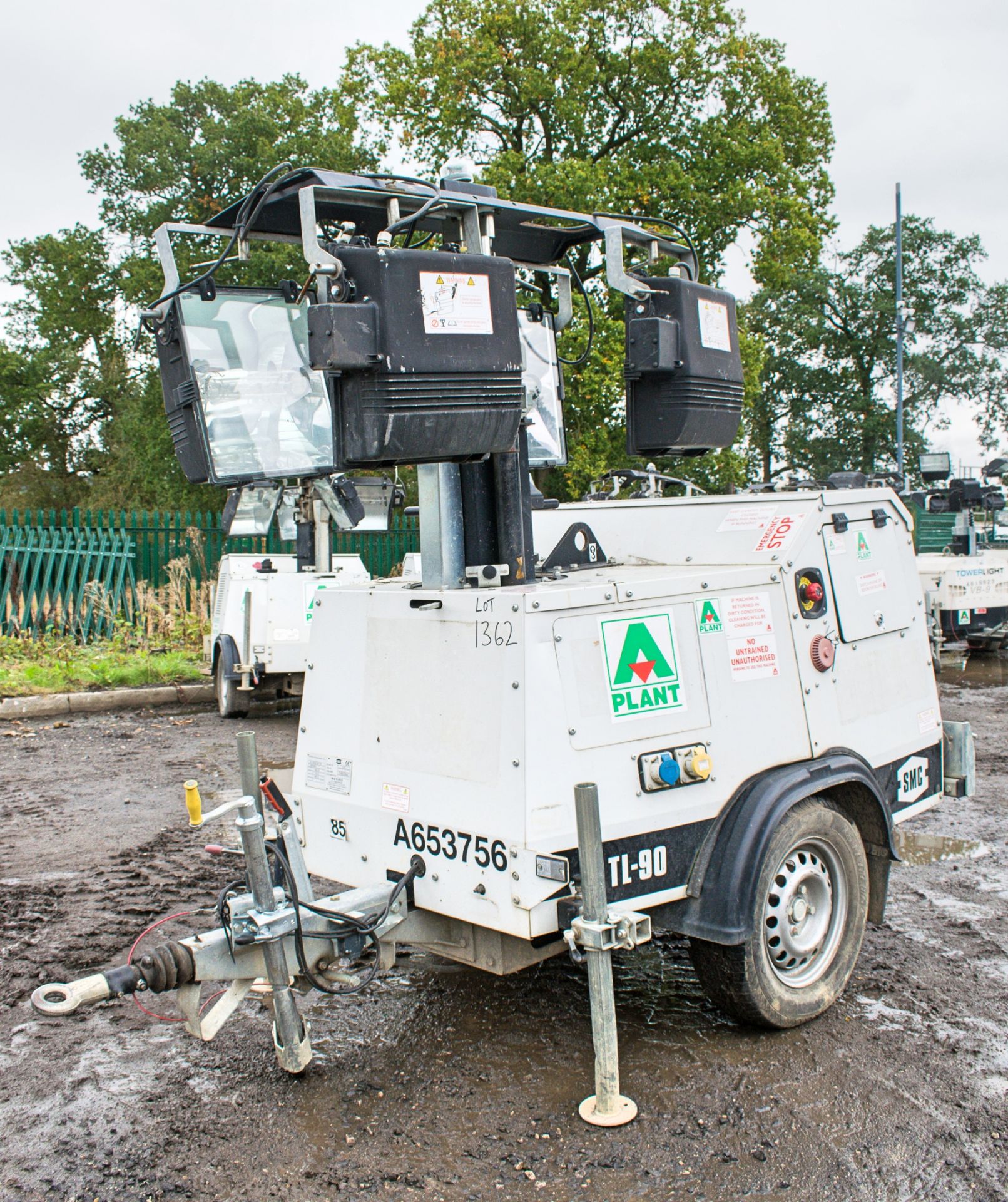 SMC TL-90 diesel driven mobile lighting tower Year: 2014 S/N: 1411221 Recorded Hours: 1614 A653756 - Image 2 of 8