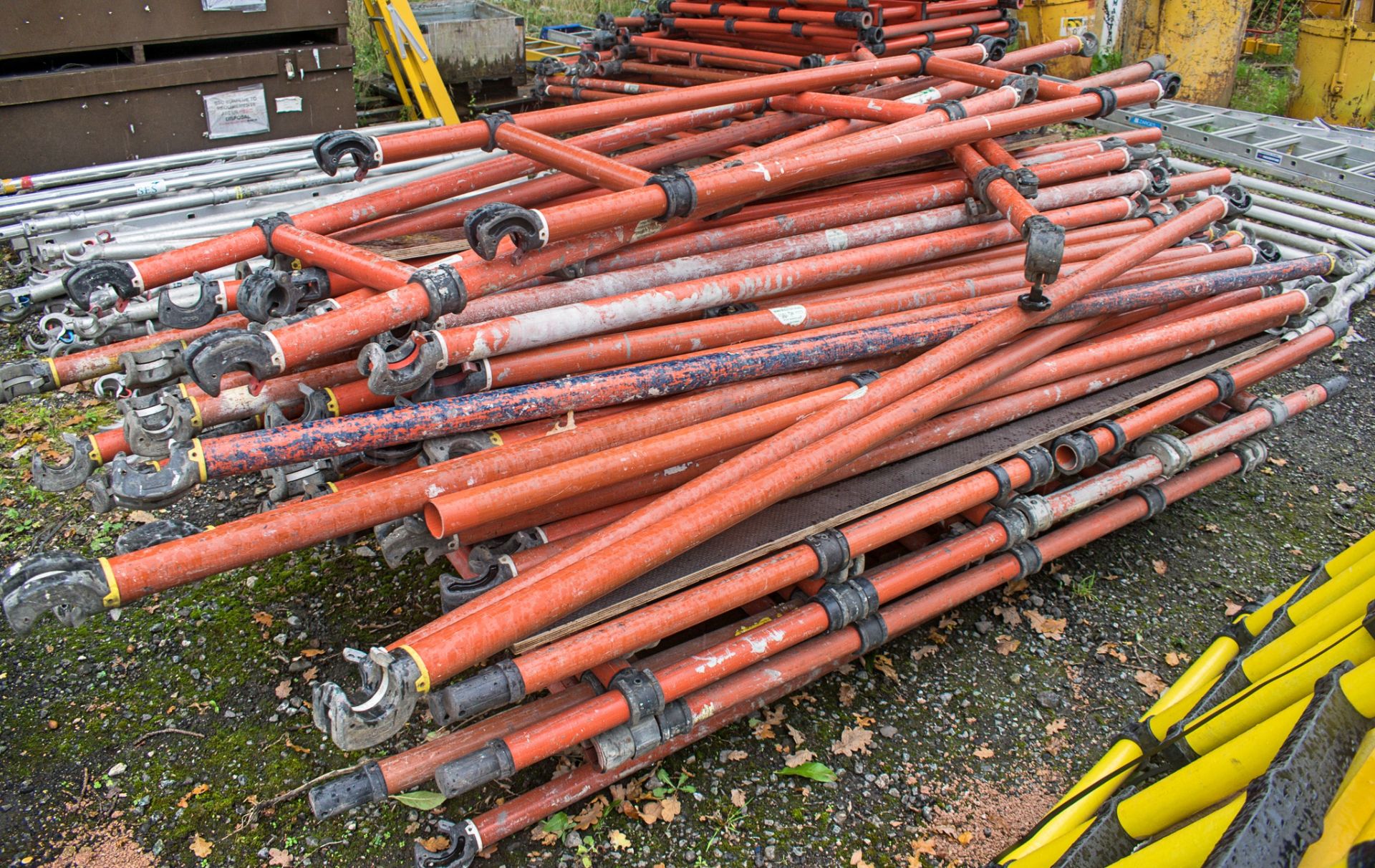 Quantity of glass fibre scaffold tower components as photographed