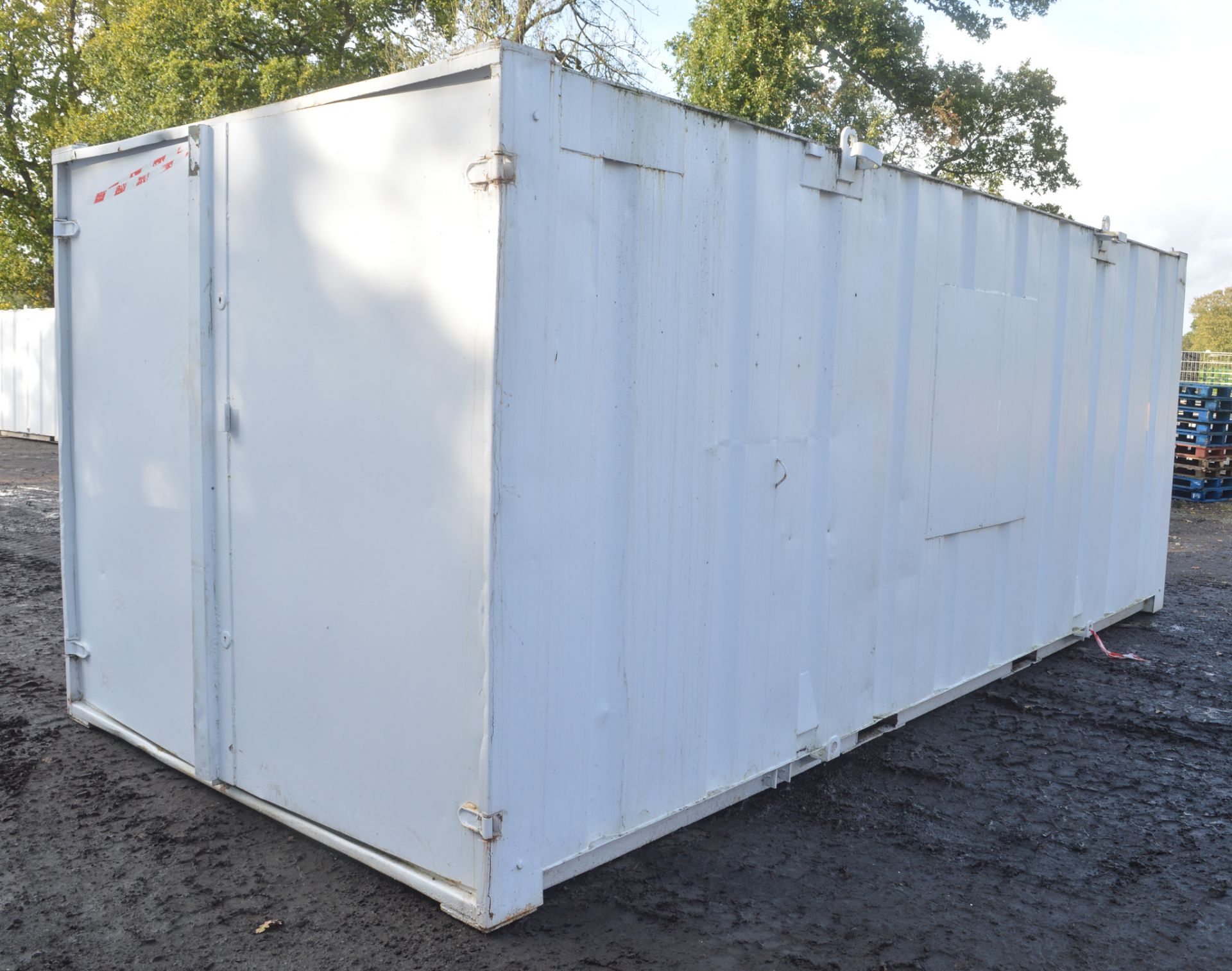 21 ft x 9 ft steel anti vandal shipping container  c/w keys in office  A508242