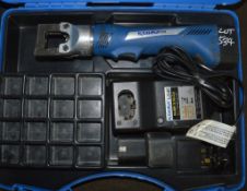 Klauke mini 9.6v cordless pipe press c/w charger, 2 - batteries & carry case