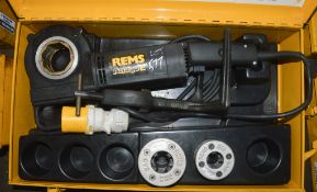 REMS Amigo E 110 volt hand held pipe threading machine Complete with 2 die heads and carry case