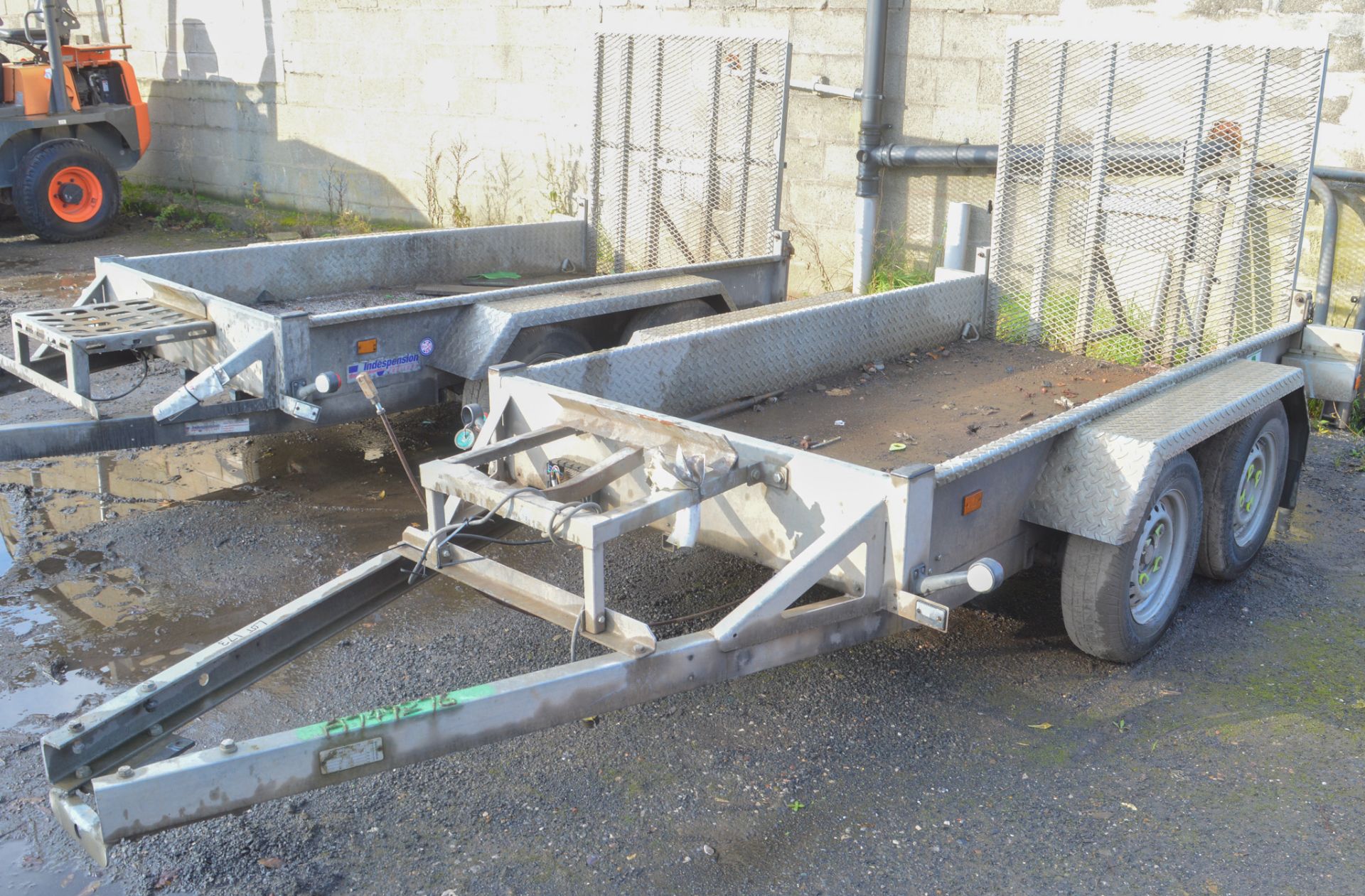 Indespension 8 ft x 4 ft tandem axle plant trailer A749276 ** No hitch **
