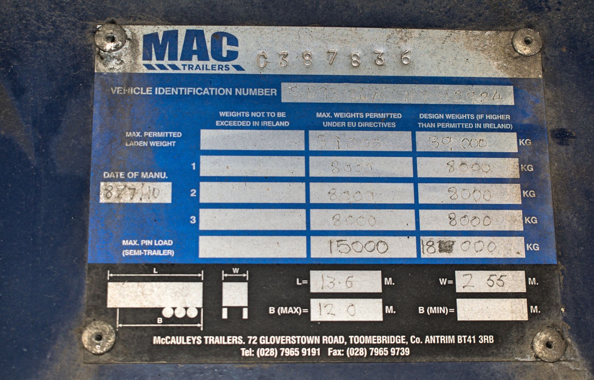 MAC Trailers 13.6 metre step frame tri axle low loader trailer - Bild 31 aus 31