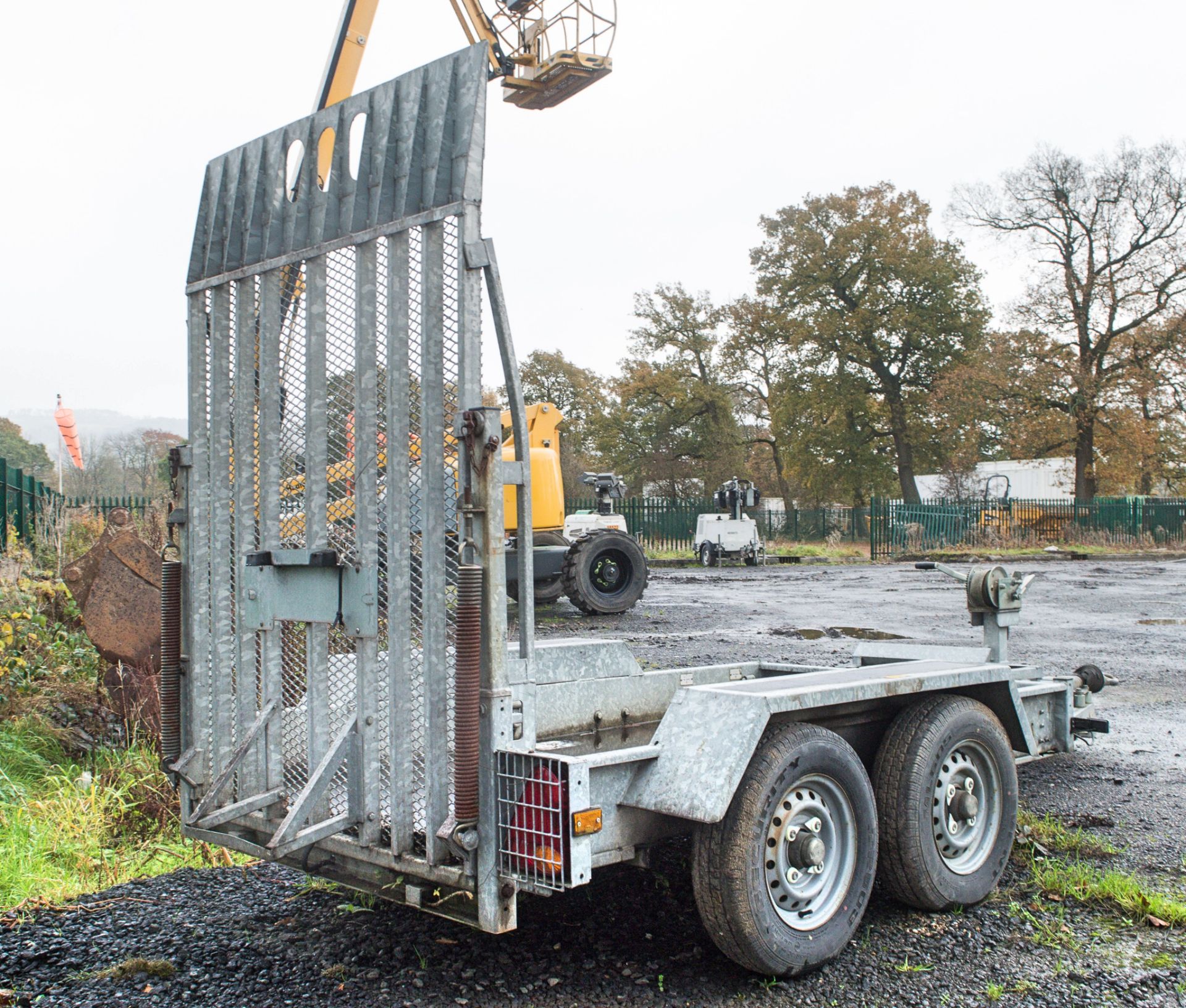 Indespension 8 ft x 4 ft tandem axle plant trailer c/w manual winch & 6 ft tail board N587183 - Image 2 of 2