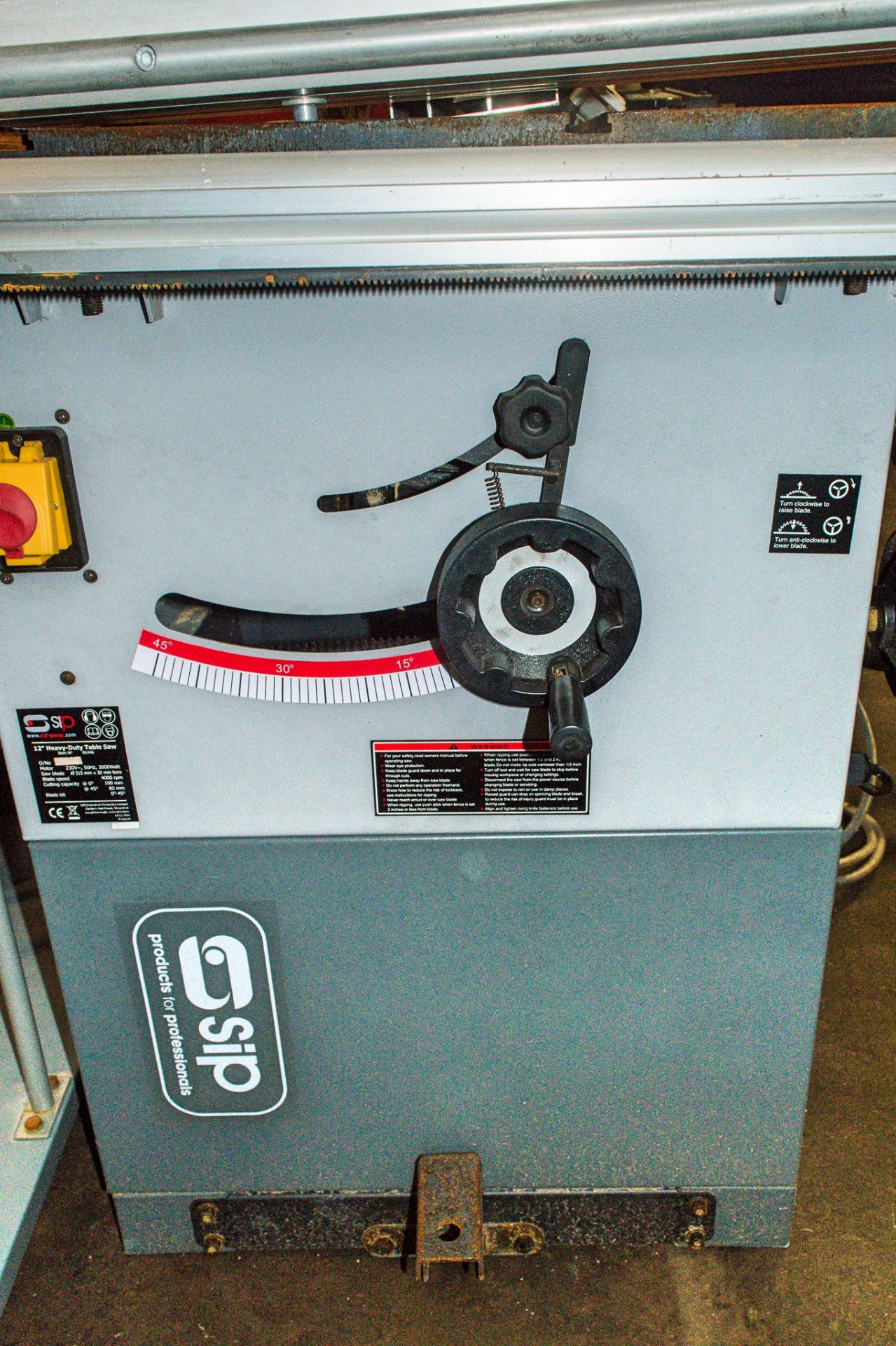 SIP 240v 3000 watt 12 inch heavy duty table saw c/w dust extraction unit - Image 3 of 6