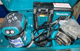 Makita 18v cordless palm sander c/w charger & carry case ** No battery ** A762051