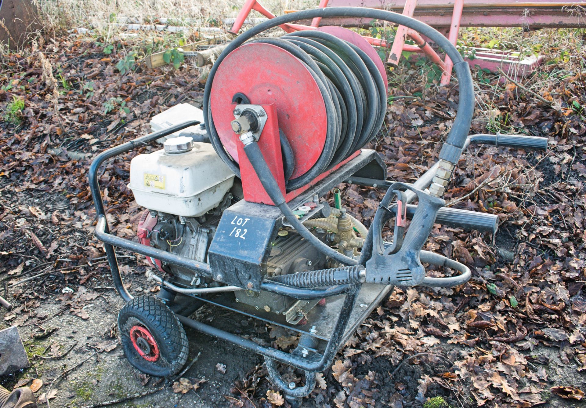 Petrol driven pressure washer c/w hose & lance C12779