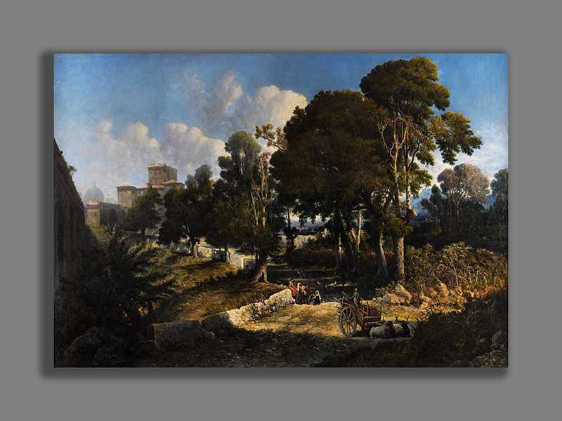 AMaler des 19. Jahrhunderts DIE VIA APPIA NACH ROM Öl auf Leinwand.172 x 246 cm. Ungerahmt. Links - Image 6 of 7