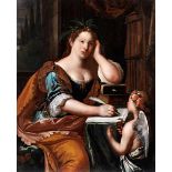 Norditalienischer Maler des 17. Jahrhunderts ALLEGORIE DER GESCHICHTSSCHREIBUNG Öl auf Leinwand. 124