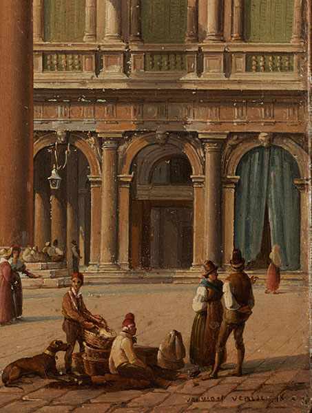 Frans Vervloet, 1795 Mechelen "" 1872 Venedig BLICK AUF DIE BEIDEN SÄULEN AM EINGANG DER PIAZZA - Image 2 of 6