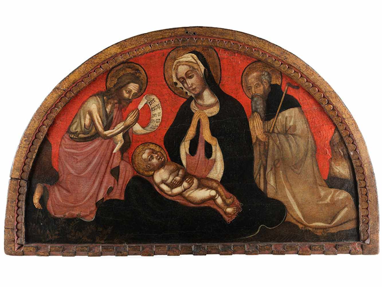 Italienischer Maler des 15. Jahrhunderts LÜNETTEN-GEMÄLDE MIT DARSTELLUNG VON MARIA MIT DEM KIND UND - Image 17 of 17