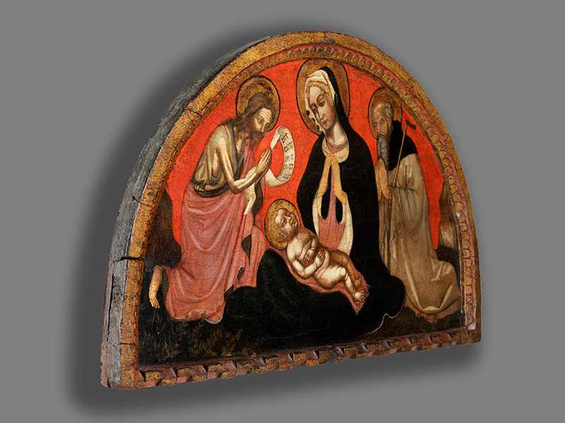 Italienischer Maler des 15. Jahrhunderts LÜNETTEN-GEMÄLDE MIT DARSTELLUNG VON MARIA MIT DEM KIND UND - Image 7 of 17