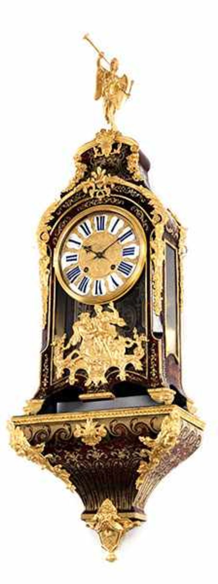 Louis XIV-Konsoluhr Höhe der Uhr: 66 cm. Höhe inkl. Konsole und Aufsatz: ca. 142 cm. Rückwärtig