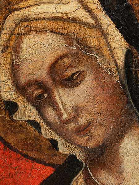 Italienischer Maler des 15. Jahrhunderts LÜNETTEN-GEMÄLDE MIT DARSTELLUNG VON MARIA MIT DEM KIND UND - Image 4 of 17